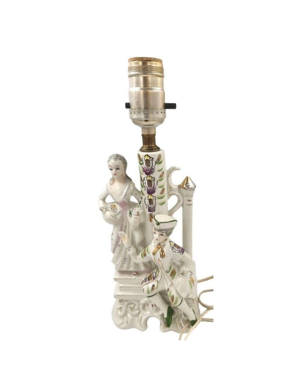 Vintage Porcelain Boudoir Lamp Victorian Couple Japan Mid Century Figural Lamp C